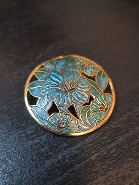 Cloisonné Blue Brooch